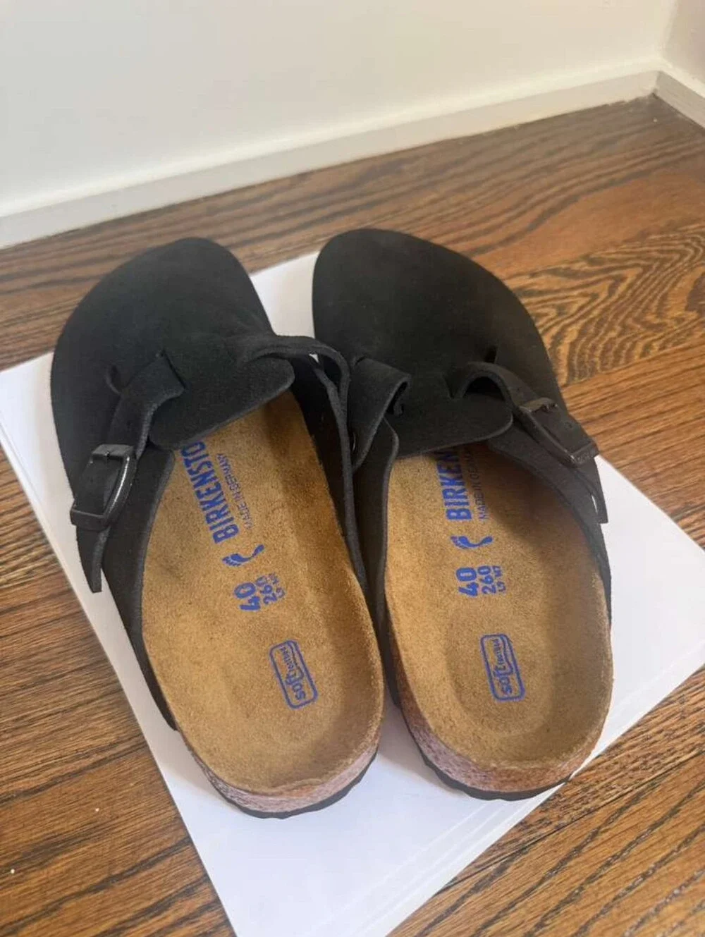 NWOT Birkenstock Boston Black Suede Soft Footbed